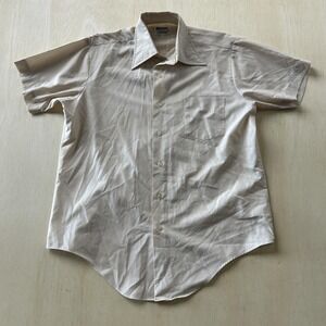 Vintage 70s Permanent Press Dress Shirt Mens 15.5 Beige Short Sleeve USA